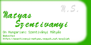 matyas szentivanyi business card
